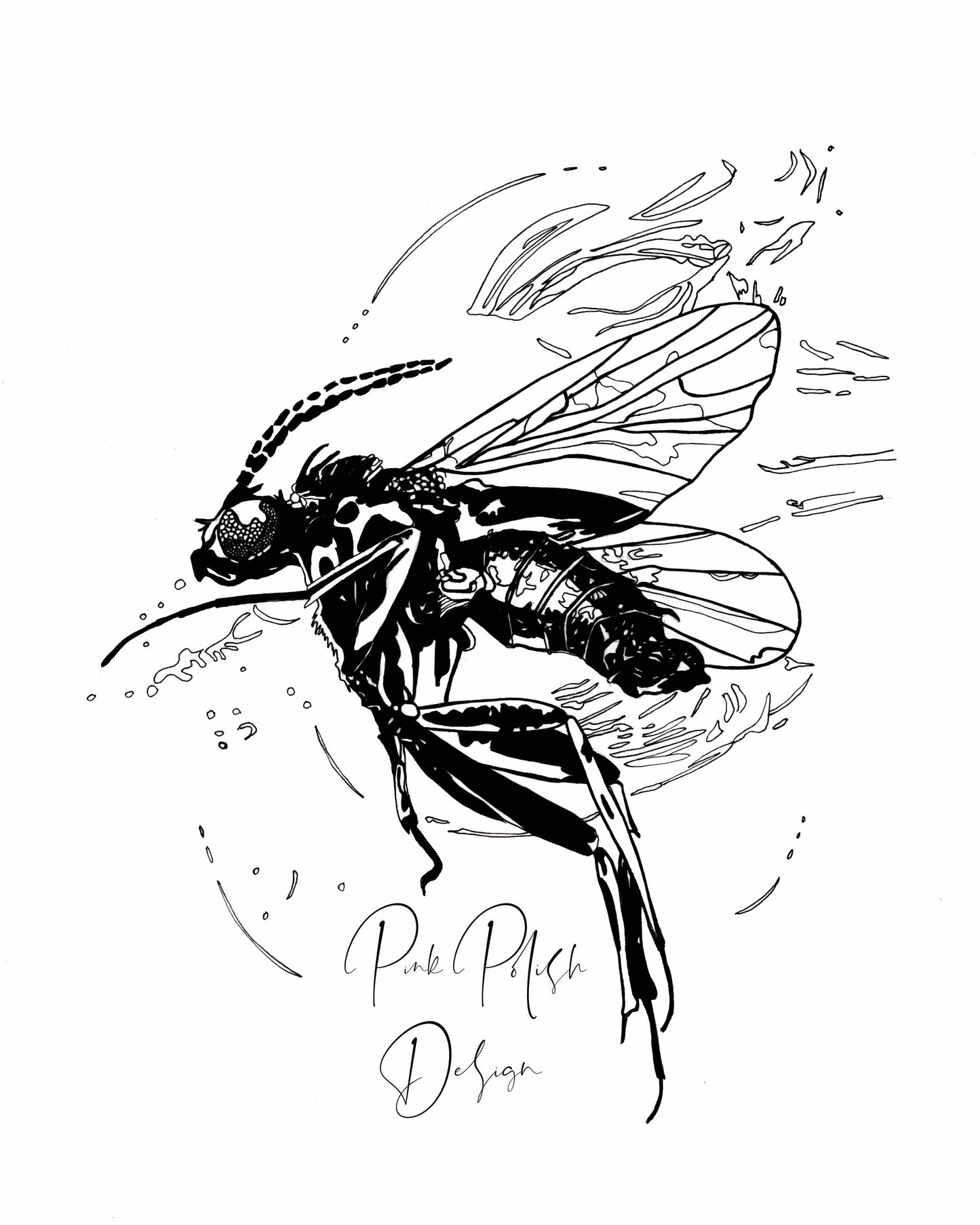 PinkPolish Design Art Print Archive "Pressure" Ink Drawing: Art Print