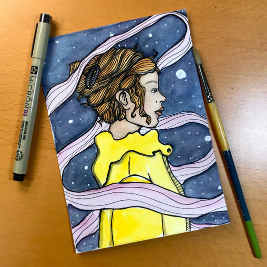 PinkPolish Design Original Art "Raincoat" Original Watercolor & Ink Illustration