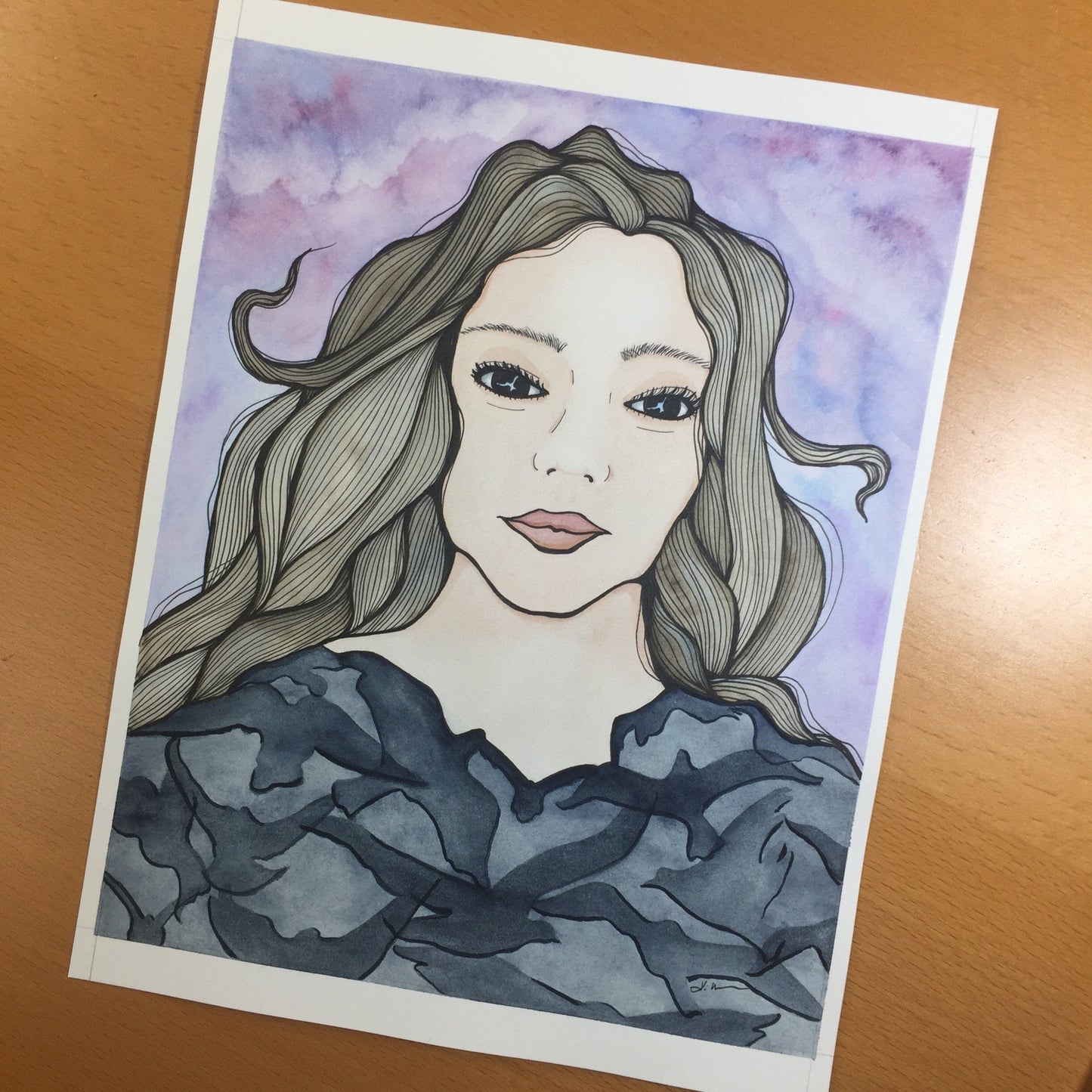 PinkPolish Design Original Art "Raven Cloak" Magic Inspired Original Watercolor & Ink Illustration