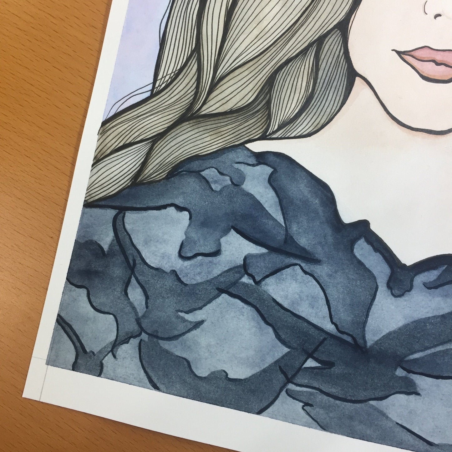 PinkPolish Design Original Art "Raven Cloak" Magic Inspired Original Watercolor & Ink Illustration