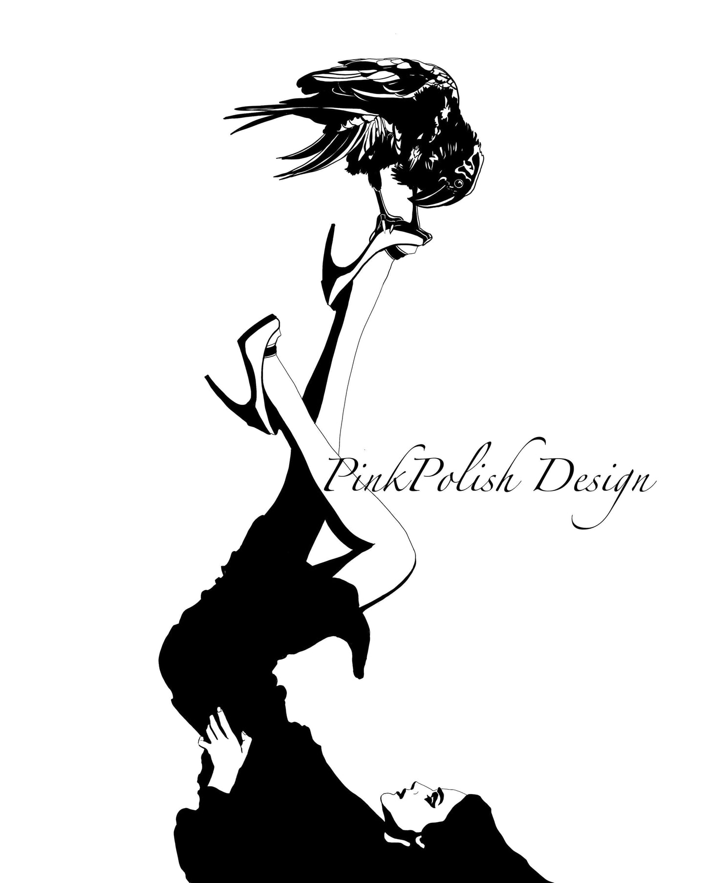 PinkPolish Design Art Prints "Raven Consultation" Digital Drawing: Art Print
