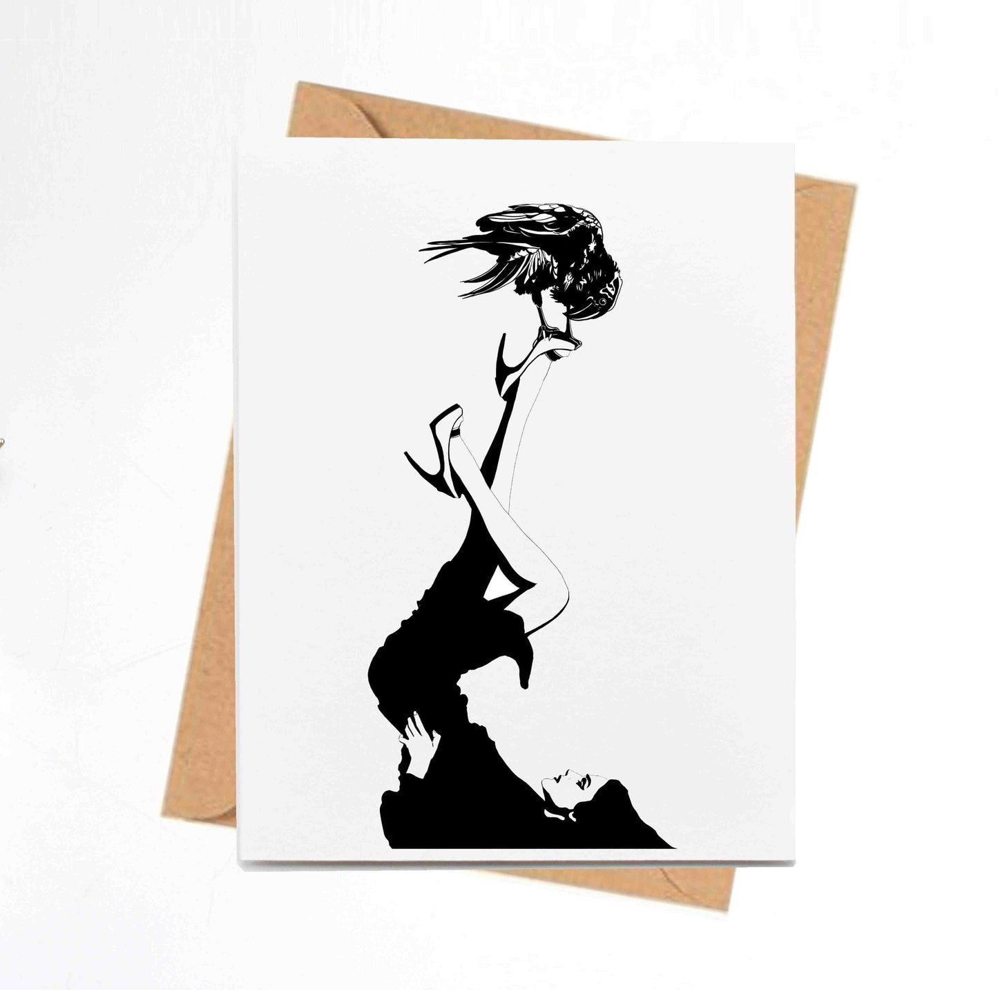 PinkPolish Design Note Cards "Raven Consultation" Handmade Notecard