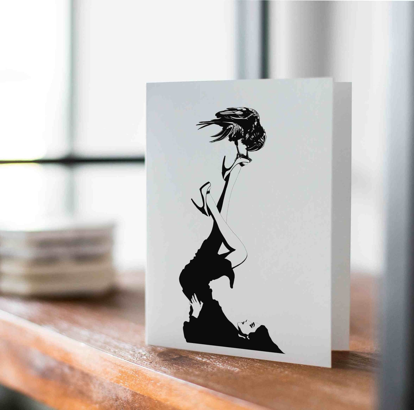 PinkPolish Design Note Cards "Raven Consultation" Handmade Notecard