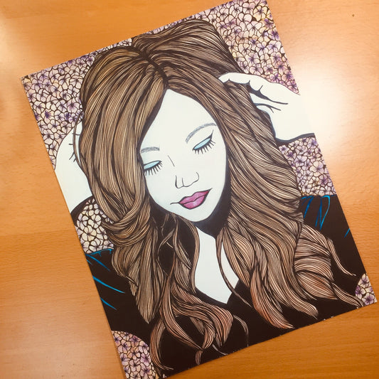 PinkPolish Design Original Art "Respite" Mental Health Inspired Original Watercolor & Ink Illustration