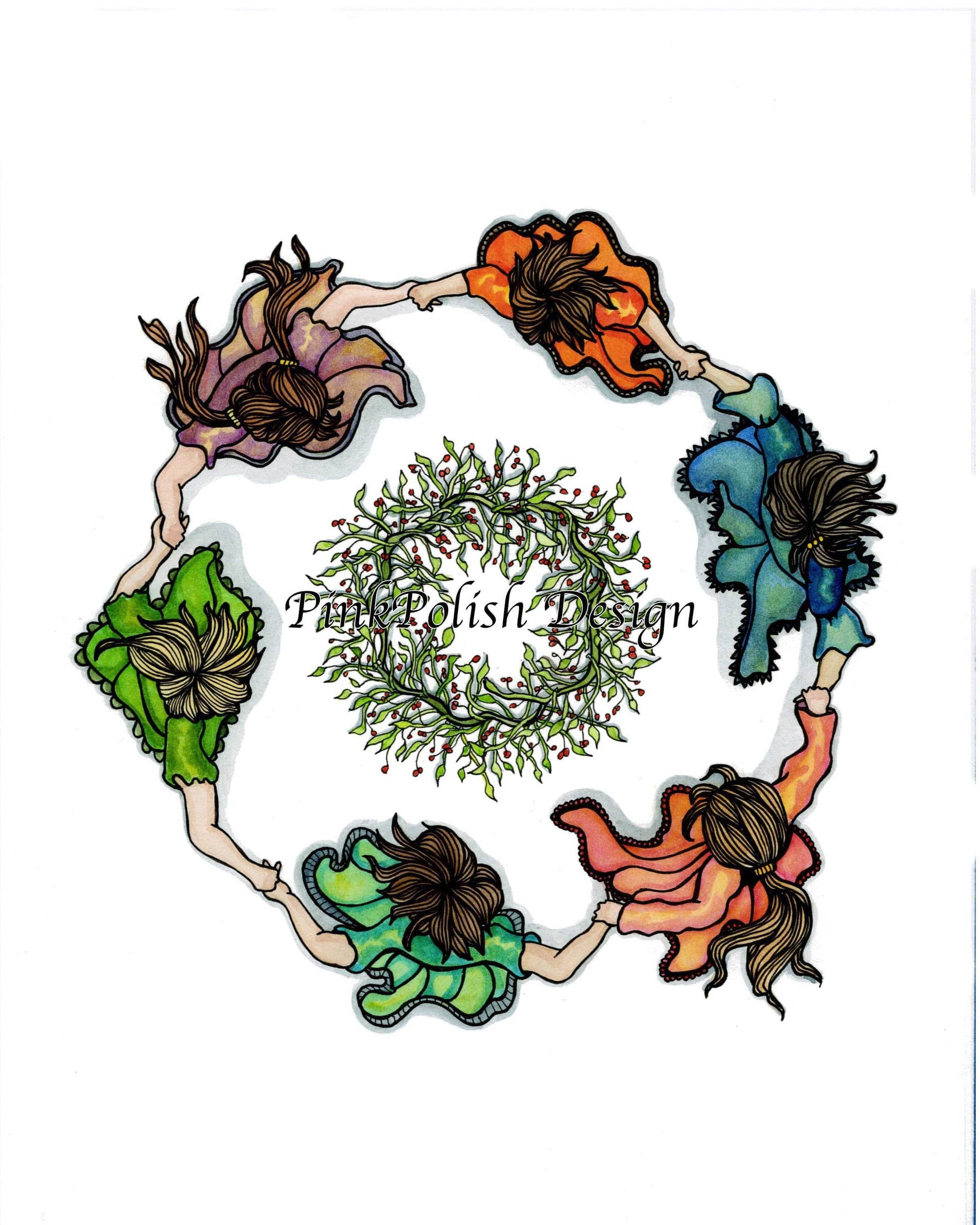 PinkPolish Design Art Print Archive "Ring" Watercolor Painting: Art Print