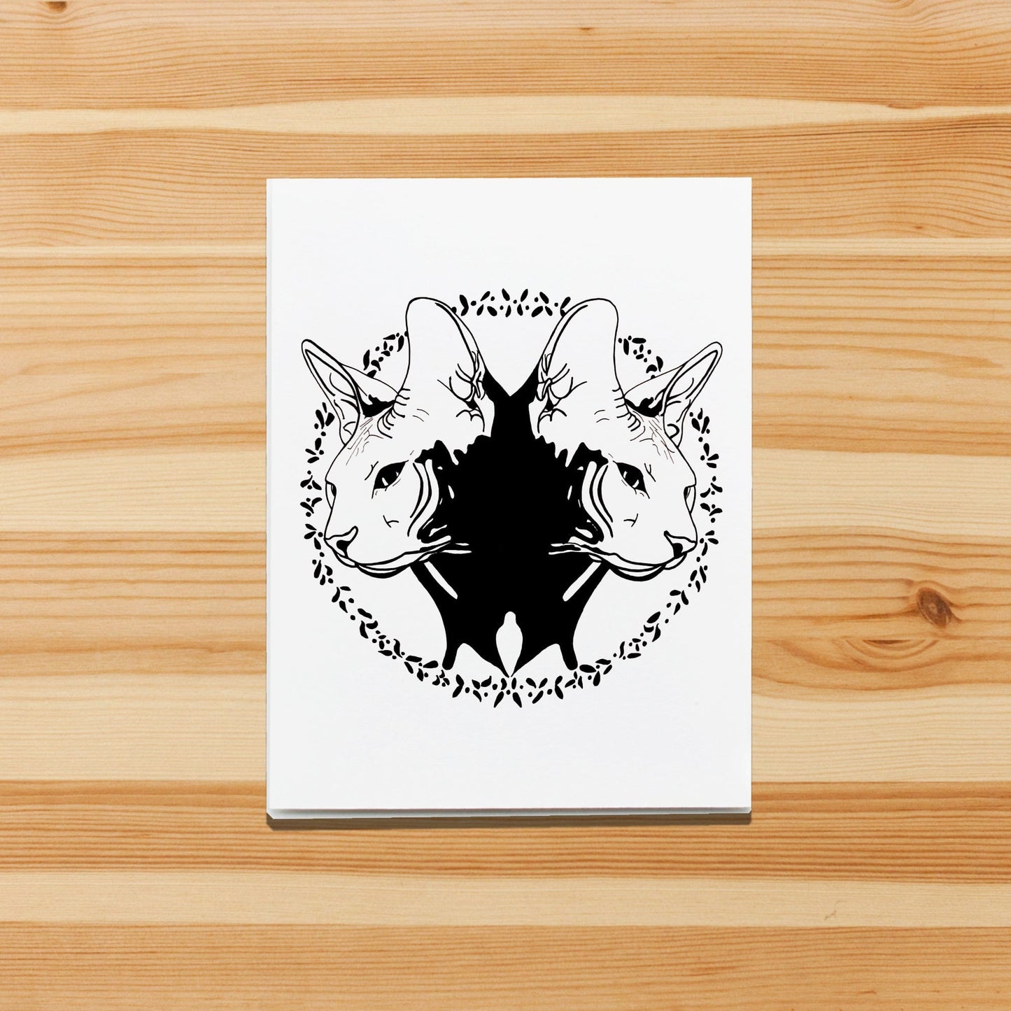PinkPolish Design Note Cards "Rorschach Cats" Handmade Notecard