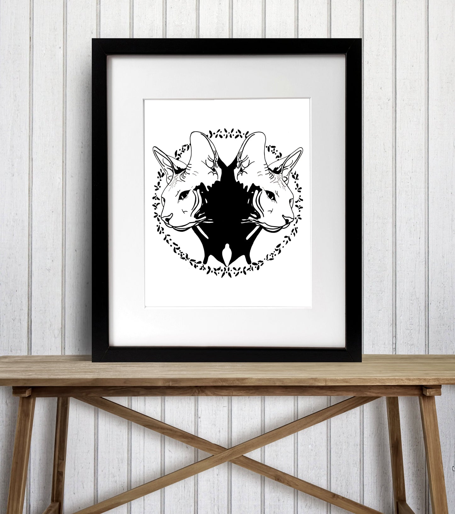 PinkPolish Design Art Prints "Rorschach Cats" Ink Drawing: Art Print