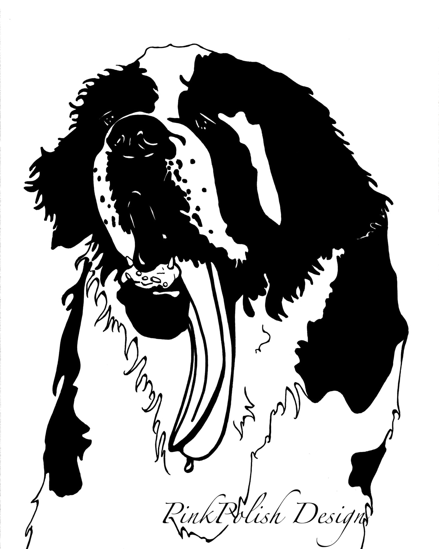 PinkPolish Design Art Prints "Saint Feeling the Heat" Ink Drawing: Art Print