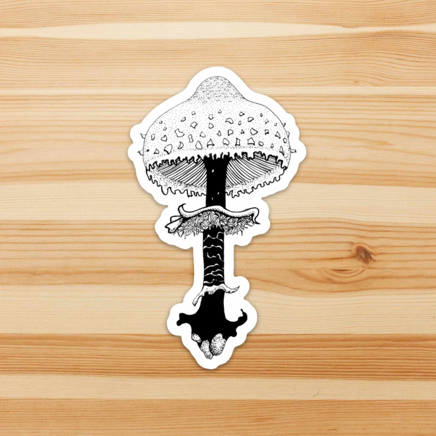 PinkPolish Design Stickers "Shaggy Parasol Mushroom" Vinyl Die Cut Sticker