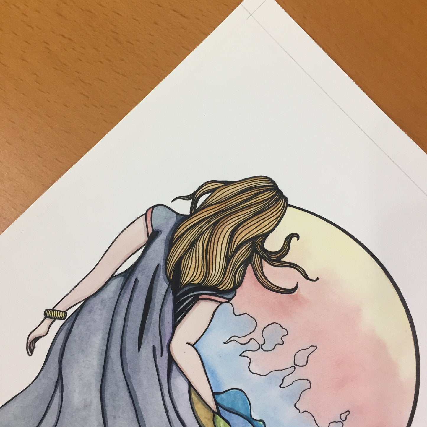 PinkPolish Design Original Art "Shape Your World" World Builder Inspired Original Watercolor & Ink Illustration