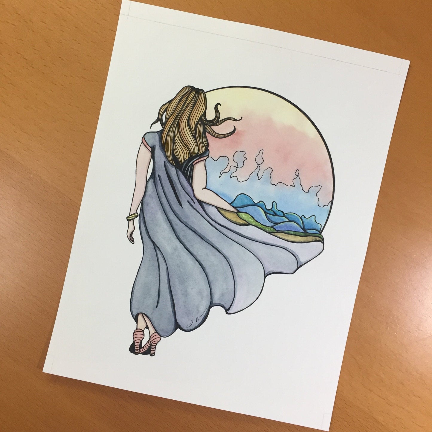 PinkPolish Design Original Art "Shape Your World" World Builder Inspired Original Watercolor & Ink Illustration