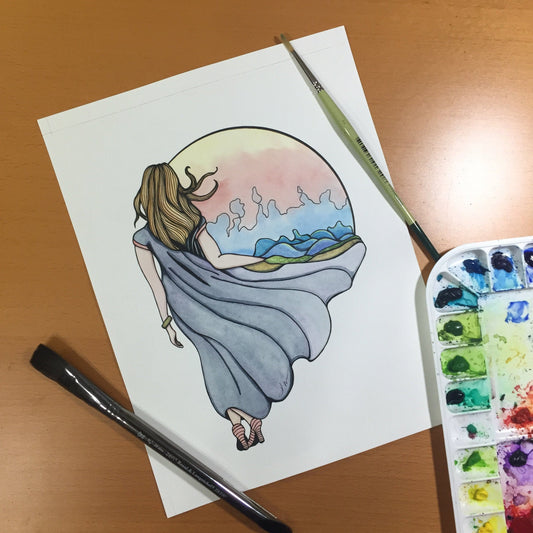 PinkPolish Design Original Art "Shape Your World" World Builder Inspired Original Watercolor & Ink Illustration