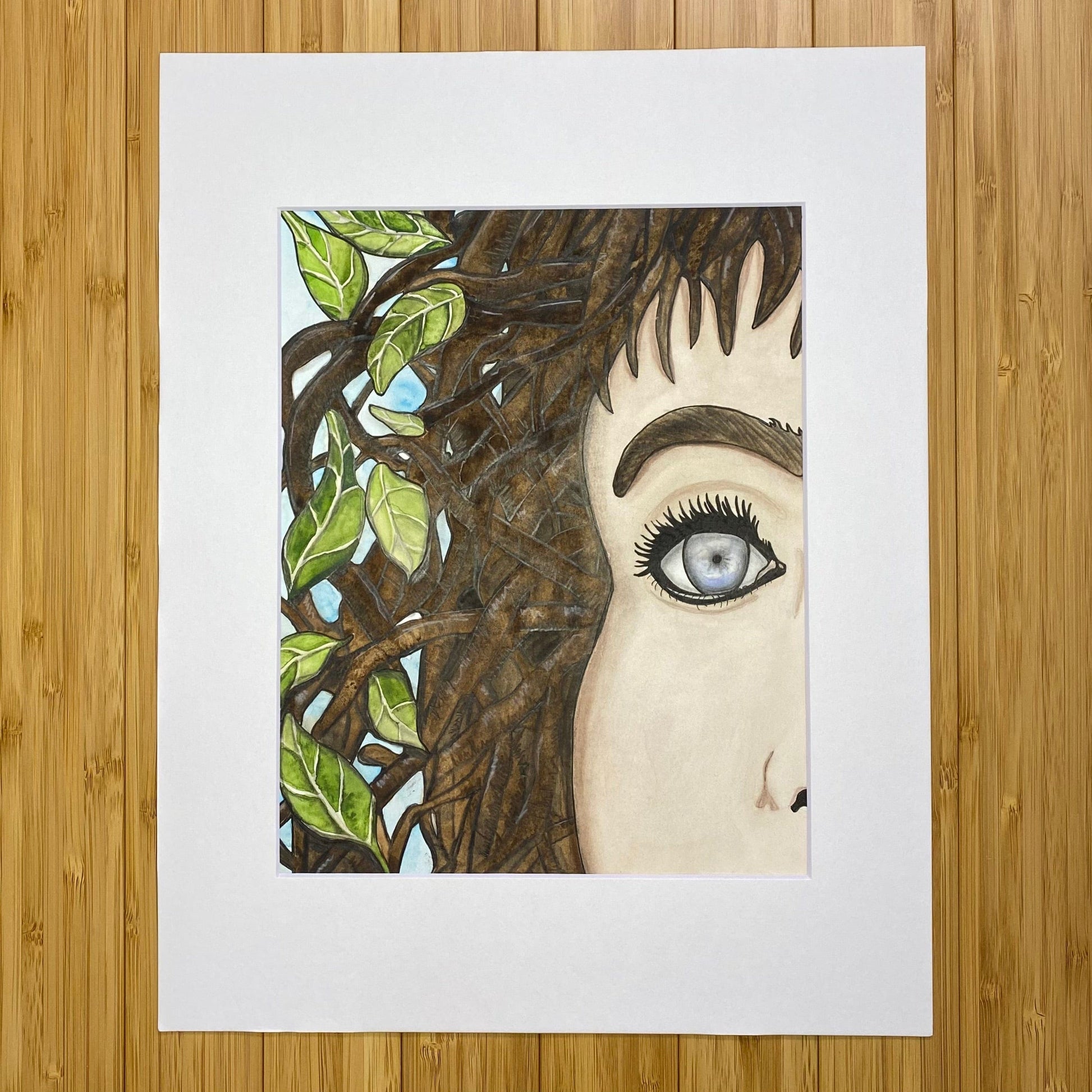 PinkPolish Design Original Art "She's Growing On Me" Nature Inspired Original Watercolor & Ink Illustration