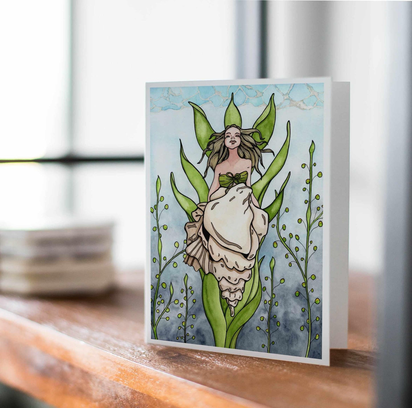 PinkPolish Design Note Cards "Shell Siren" Handmade Notecard