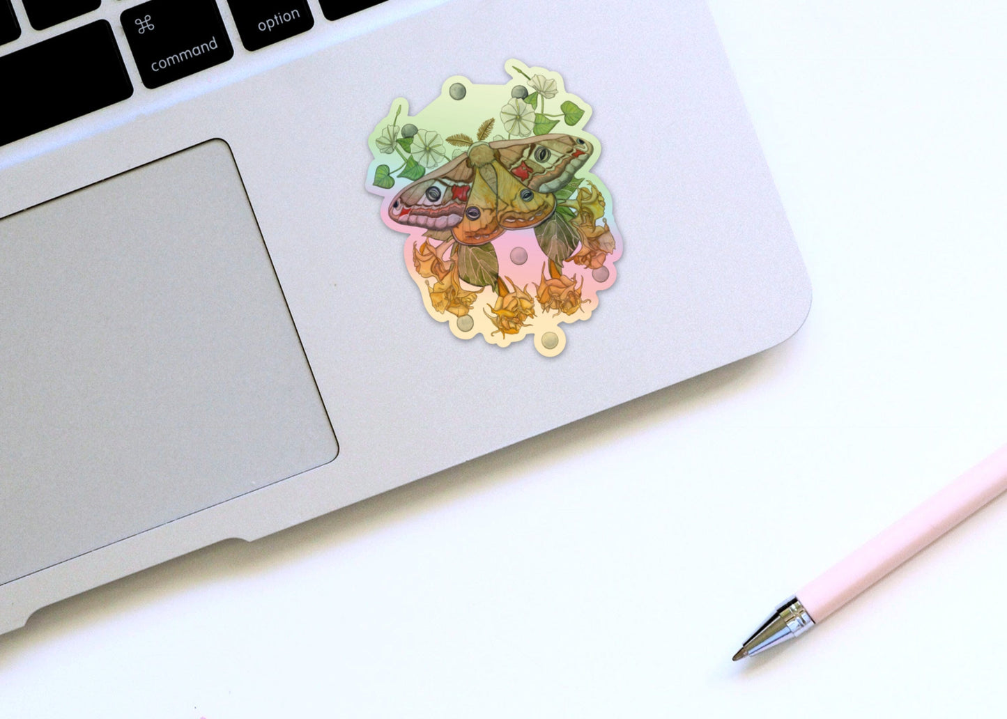 PinkPolish Design Stickers Shiny "Moon Moth Garden" Vinyl Die Cut Sticker