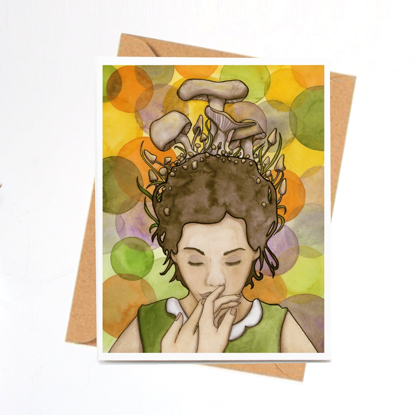 PinkPolish Design Note Cards "Shroom Meditation" Handmade Notecard