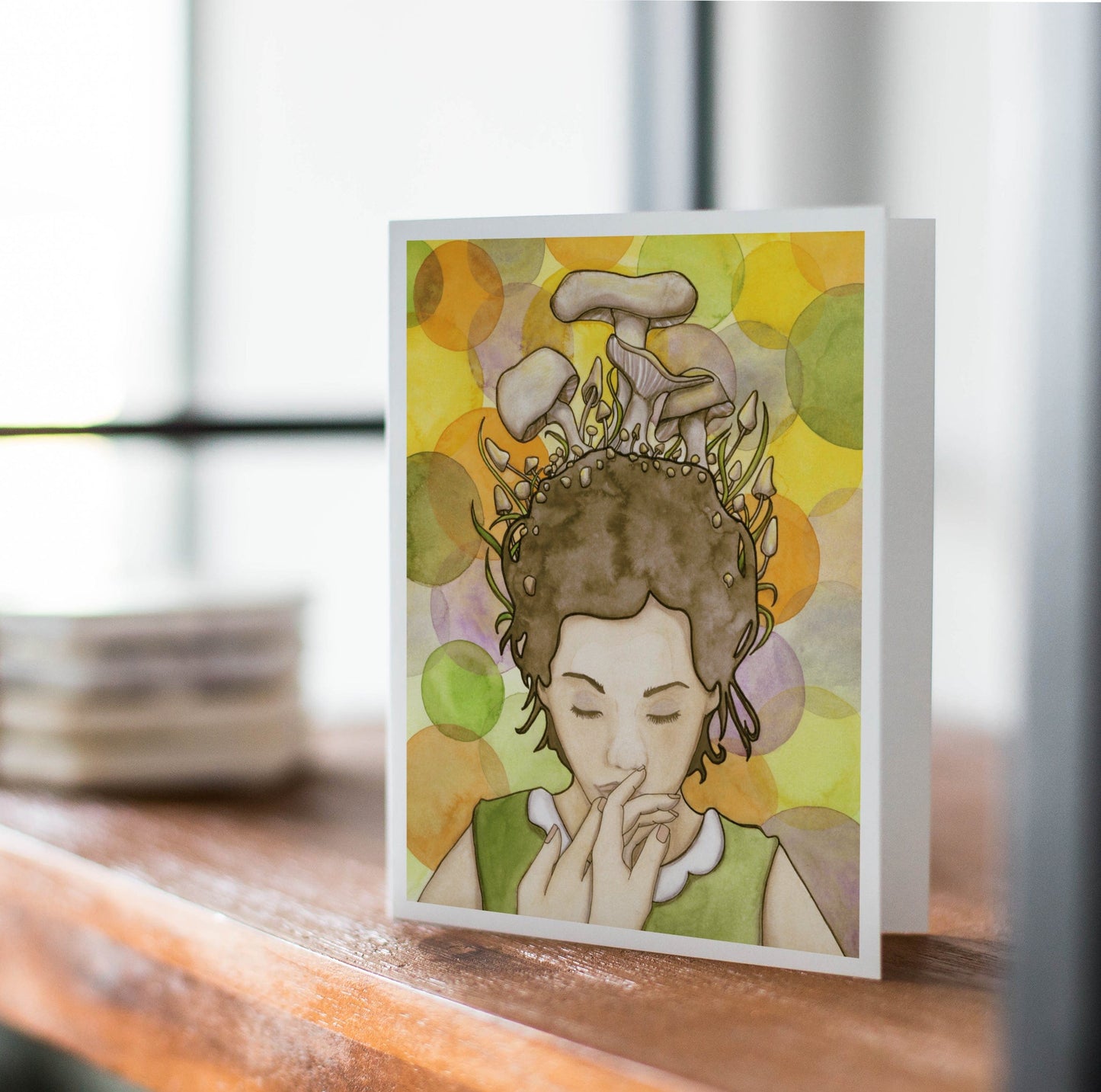 PinkPolish Design Note Cards "Shroom Meditation" Handmade Notecard