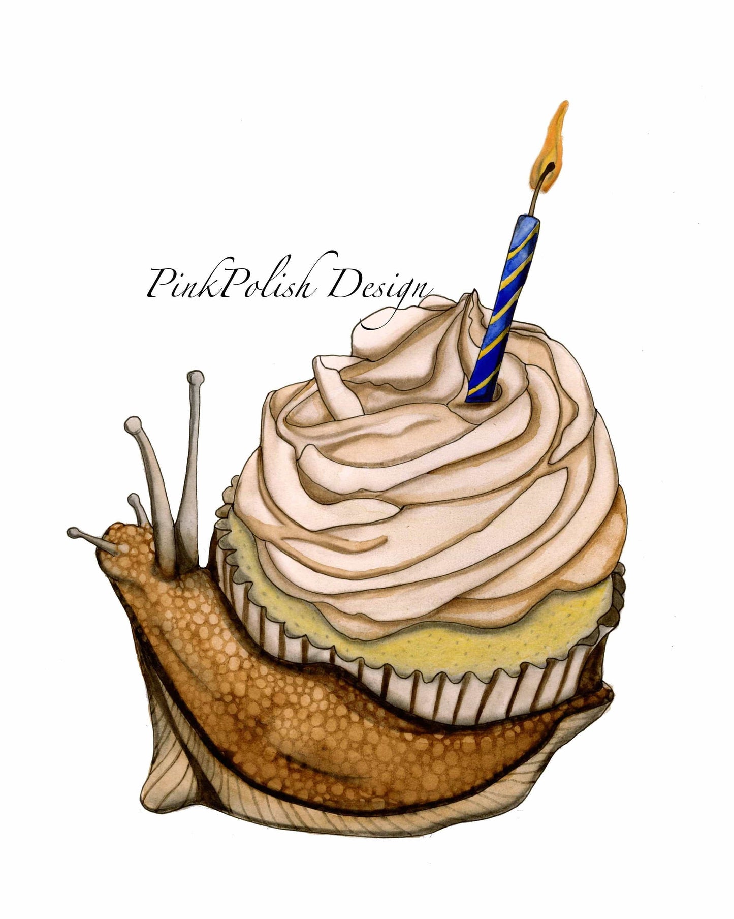PinkPolish Design Art Prints "Snail Celebration" Watercolor Painting: Art Print
