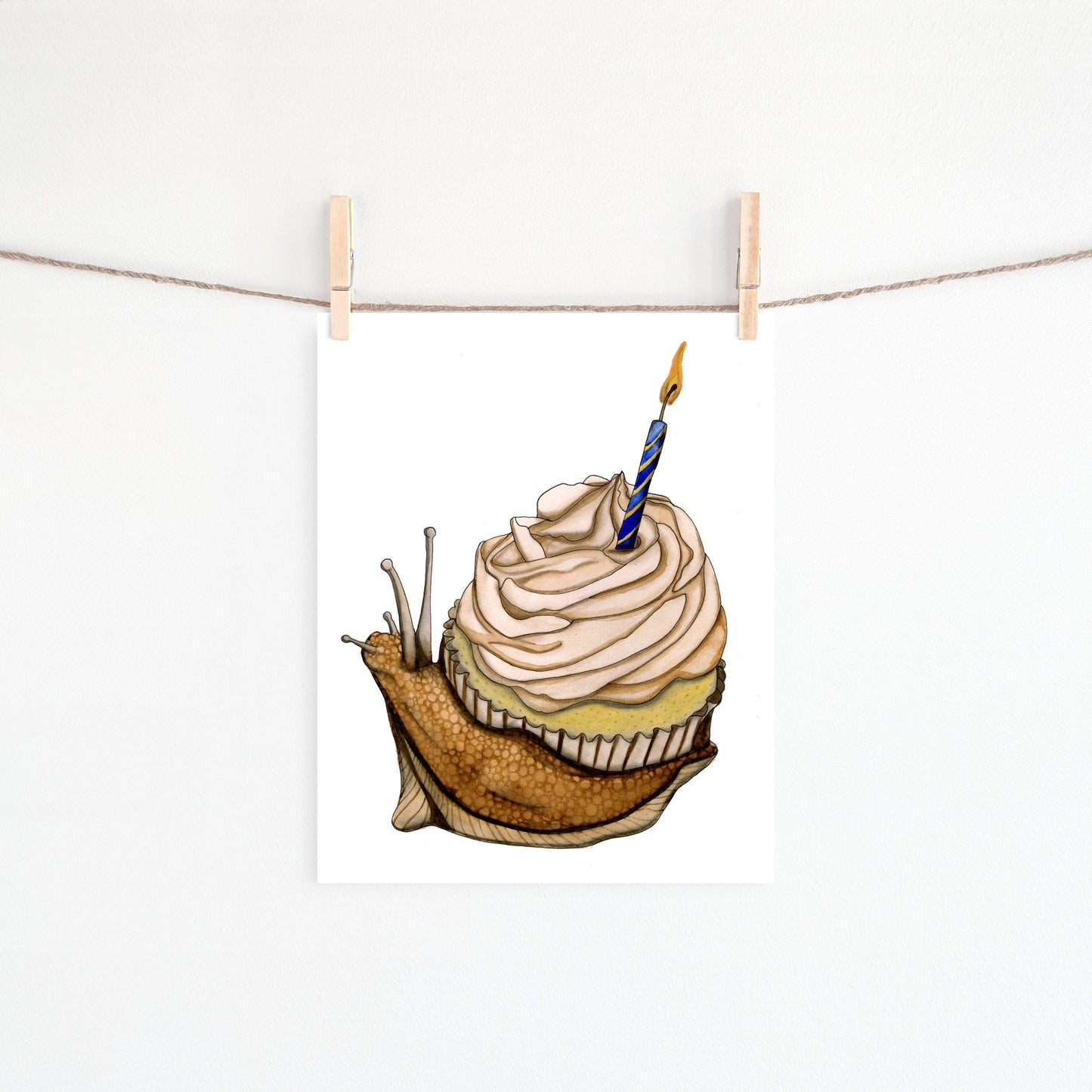 PinkPolish Design Art Prints "Snail Celebration" Watercolor Painting: Art Print