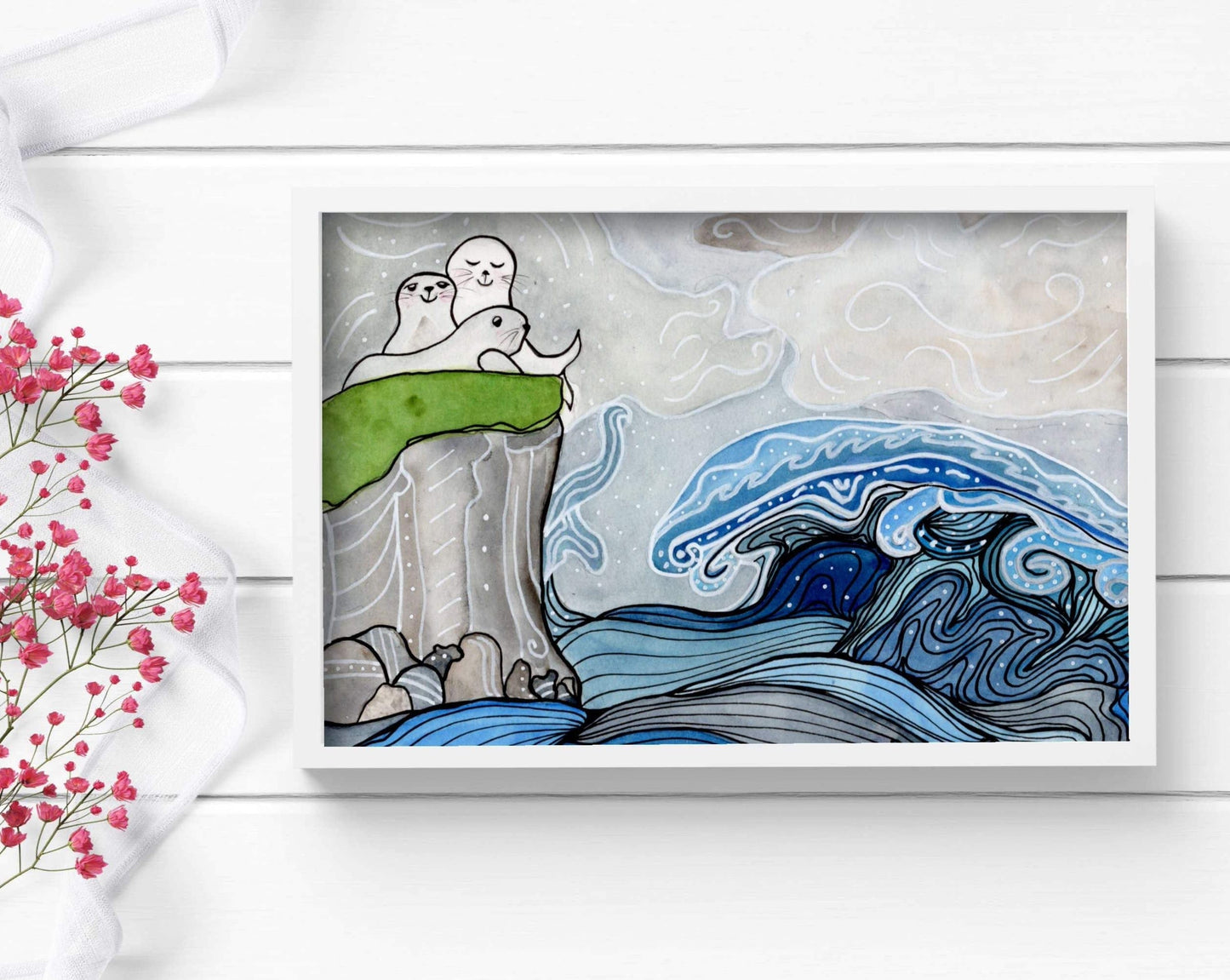 PinkPolish Design Art Prints "Song of the Sea" Watercolor Painting: Art Print