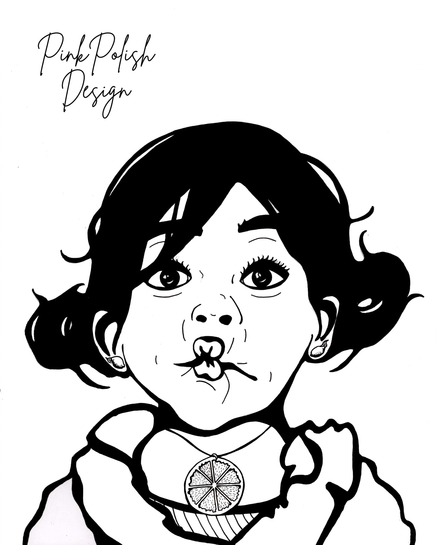 PinkPolish Design Art Prints "Sour" Ink Drawing: Art Print