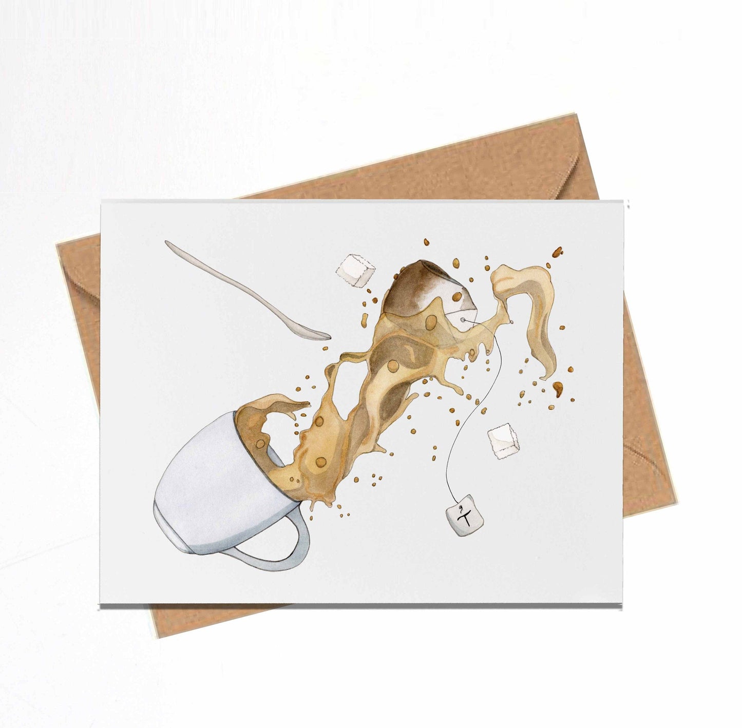PinkPolish Design Note Cards "Spill the Tea" Handmade Notecard