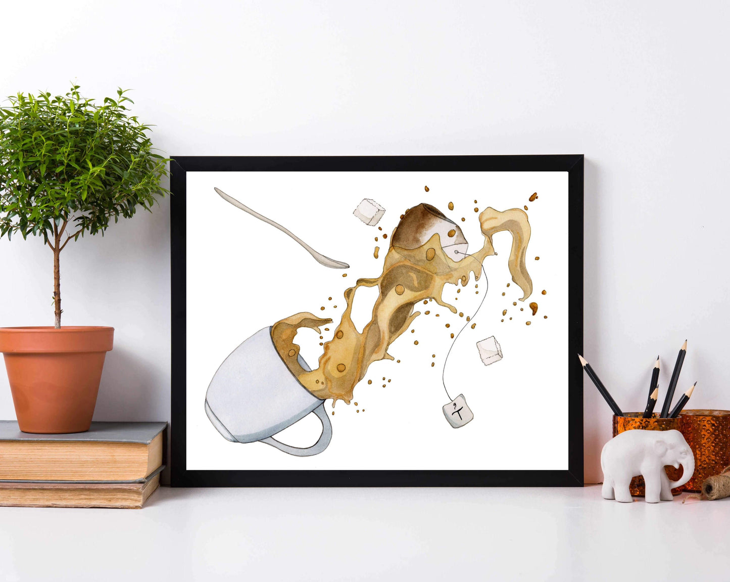 PinkPolish Design Art Prints "Spill the Tea" Watercolor Painting: Art Print