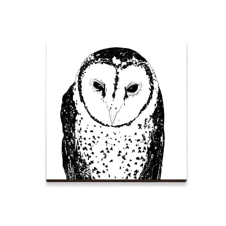 PinkPolish Design Magnets "Spotted Barn Owl" Wood Refrigerator Magnet