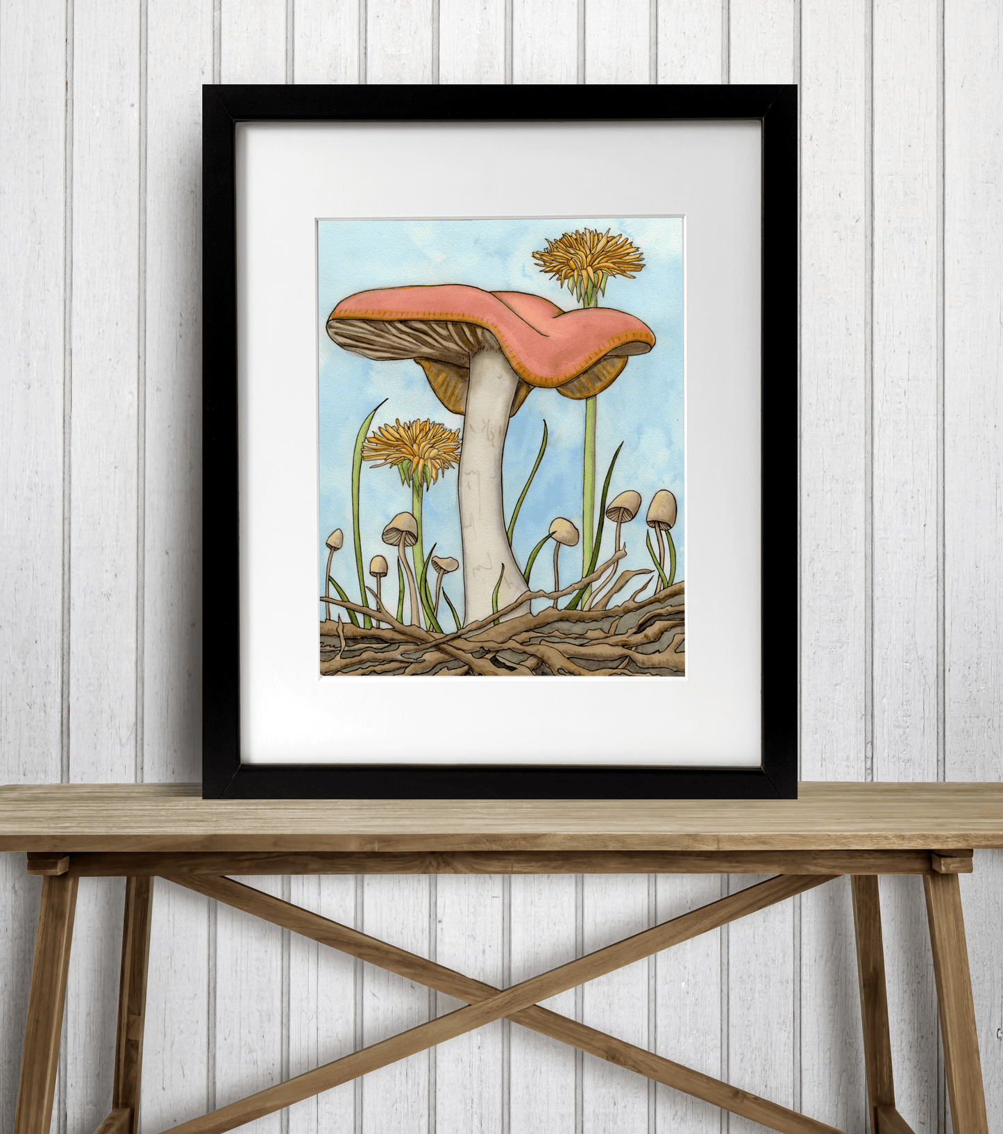 PinkPolish Design Art Prints "Spring Mushrooms" Watercolor Painting: Art Print