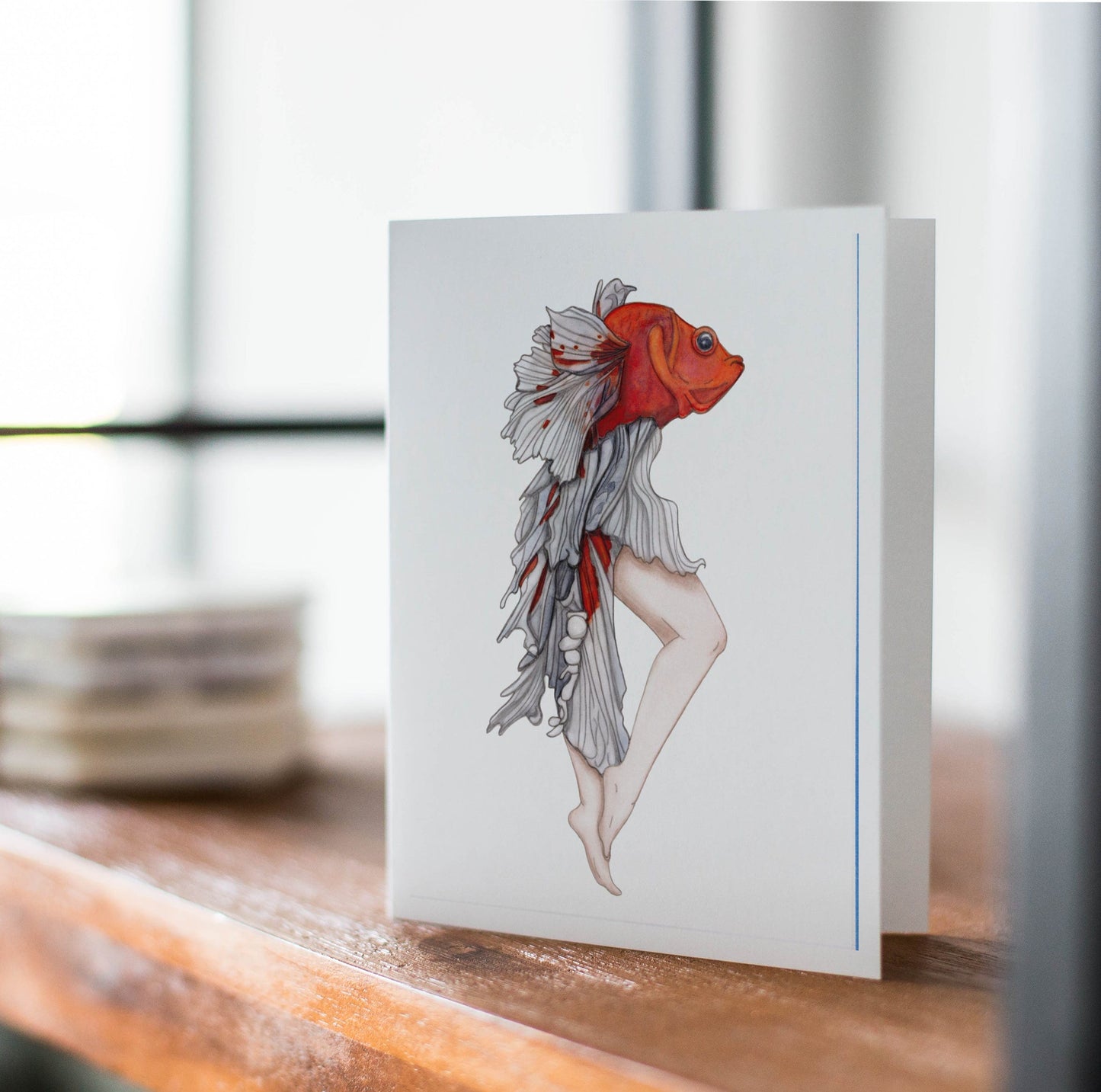 PinkPolish Design Note Cards "Strange Fish" Handmade Notecard