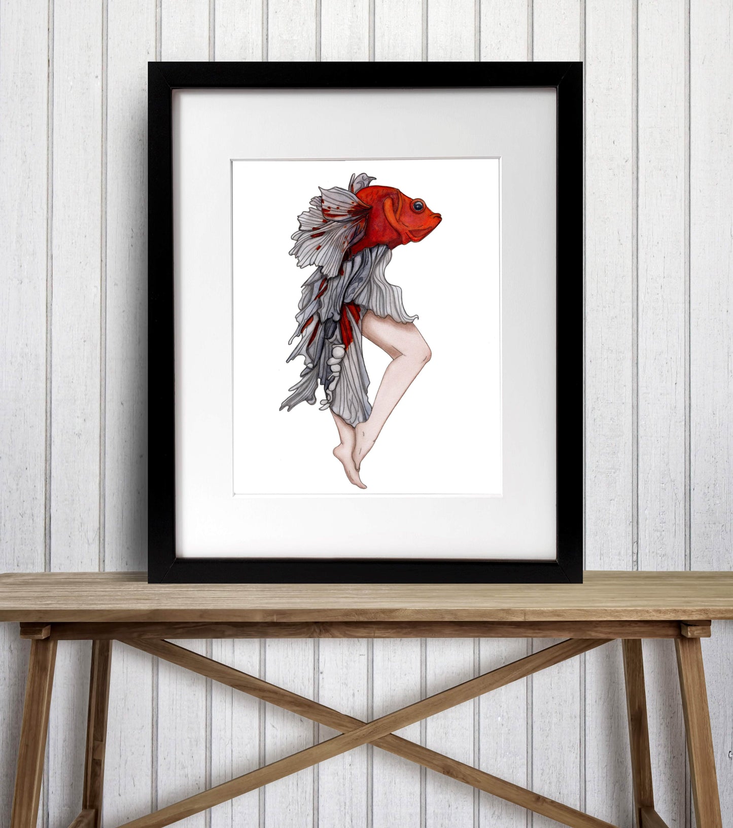 PinkPolish Design Art Prints "Strange Fish" Watercolor Painting: Art Print