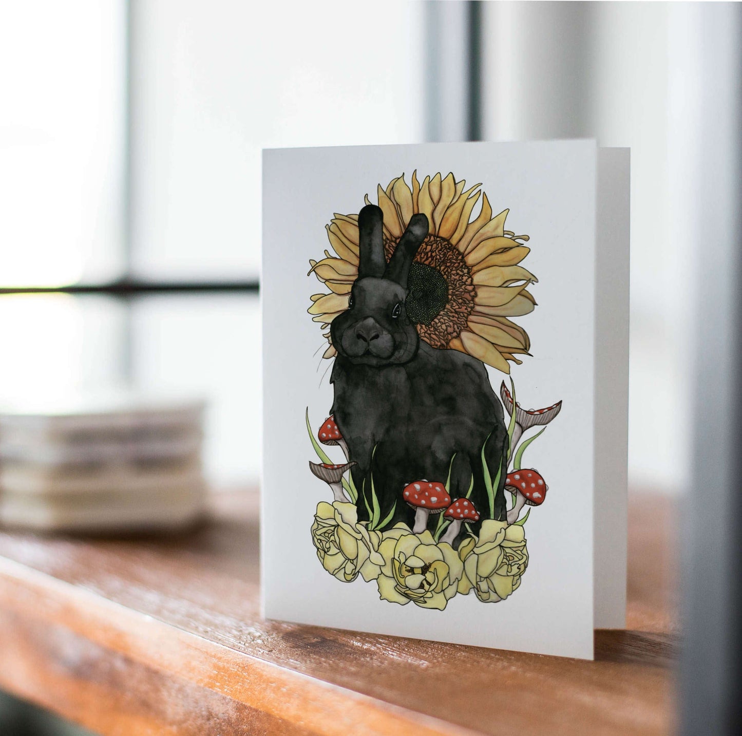 PinkPolish Design Note Cards "Sunny Bun Bun" Handmade Notecard