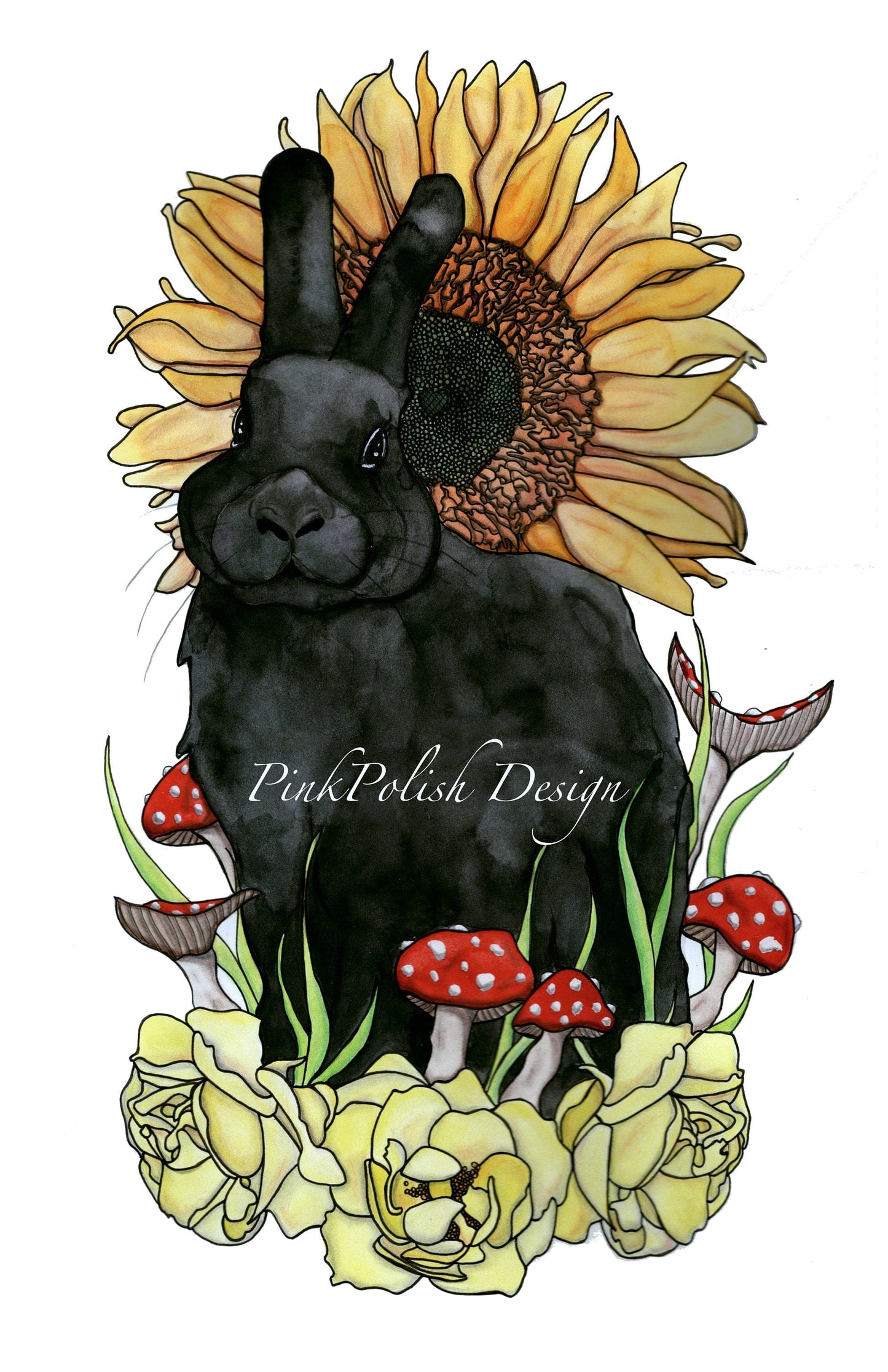 PinkPolish Design Art Prints "Sunny Bun Bun" Watercolor Painting: Art Print