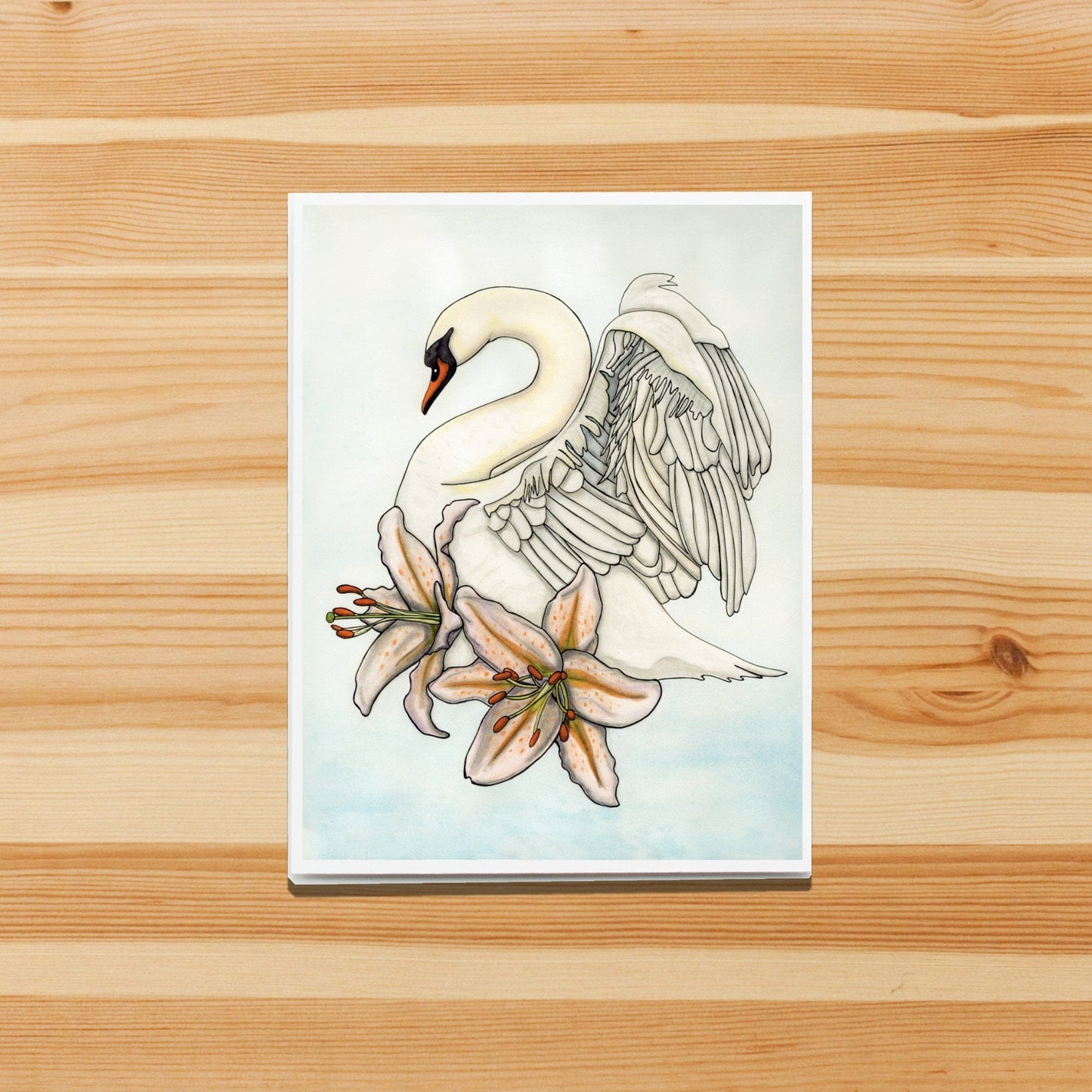 PinkPolish Design Note Cards "Swan Song" Handmade Notecard