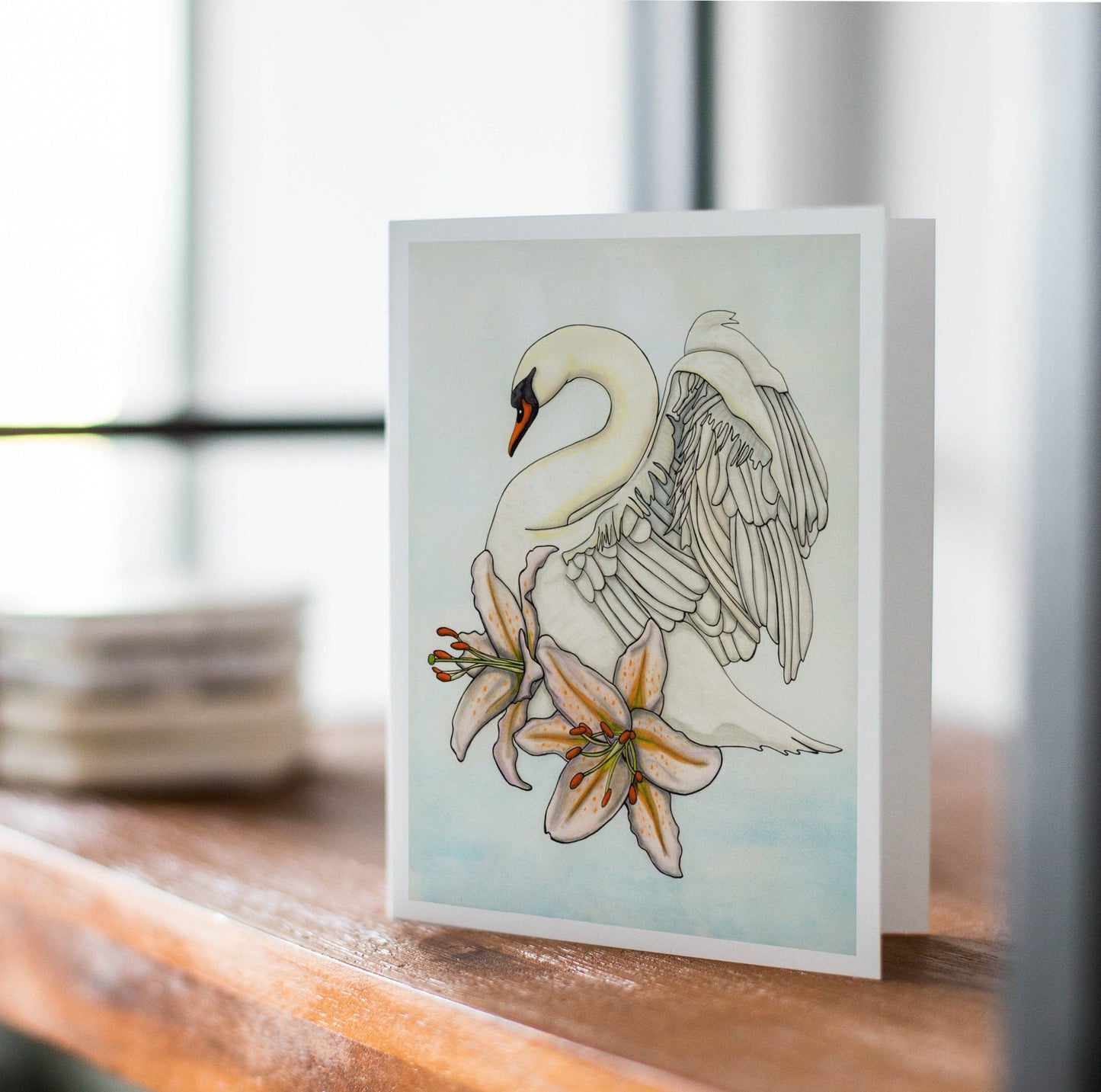 PinkPolish Design Note Cards "Swan Song" Handmade Notecard