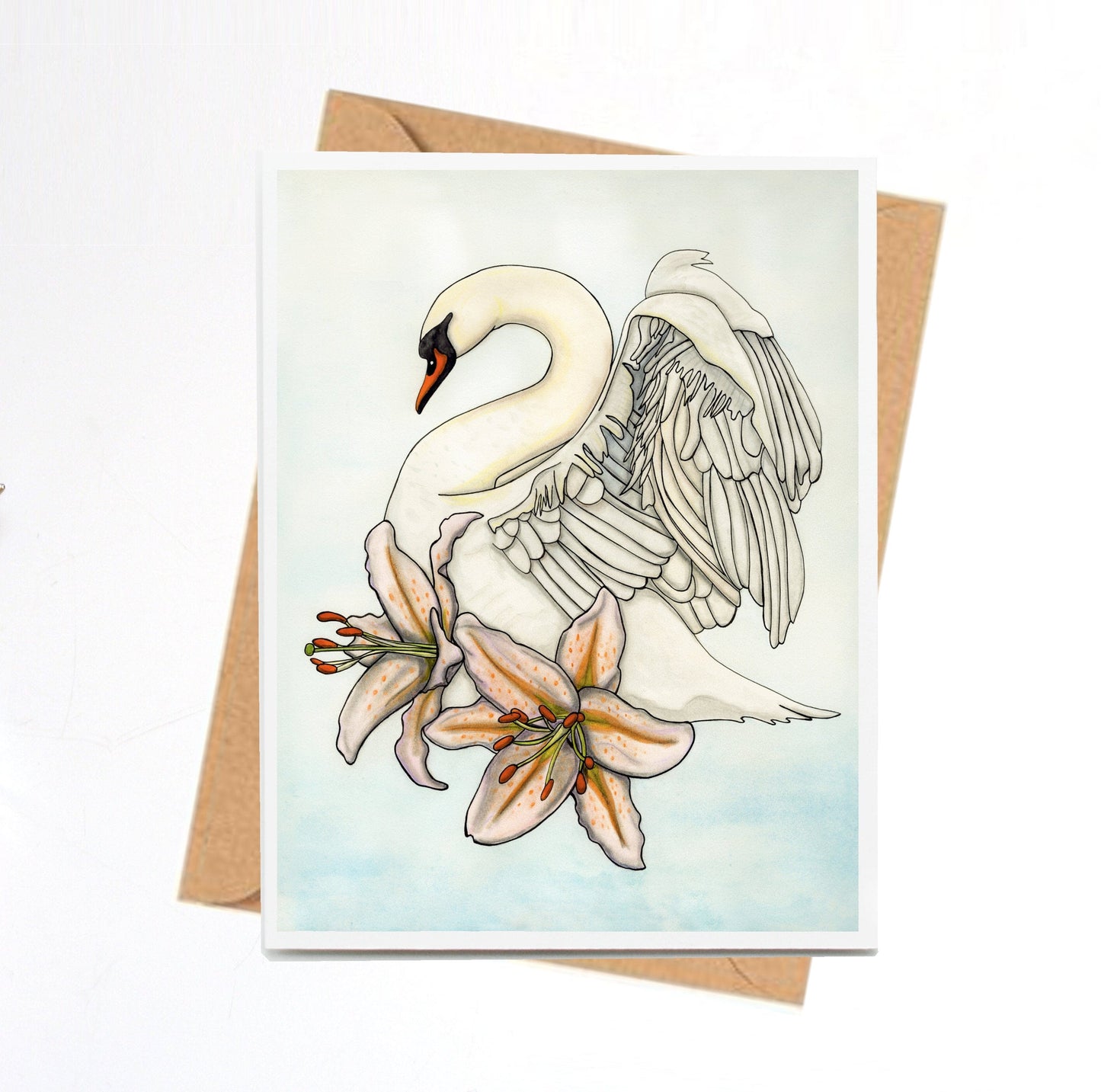 PinkPolish Design Note Cards "Swan Song" Handmade Notecard