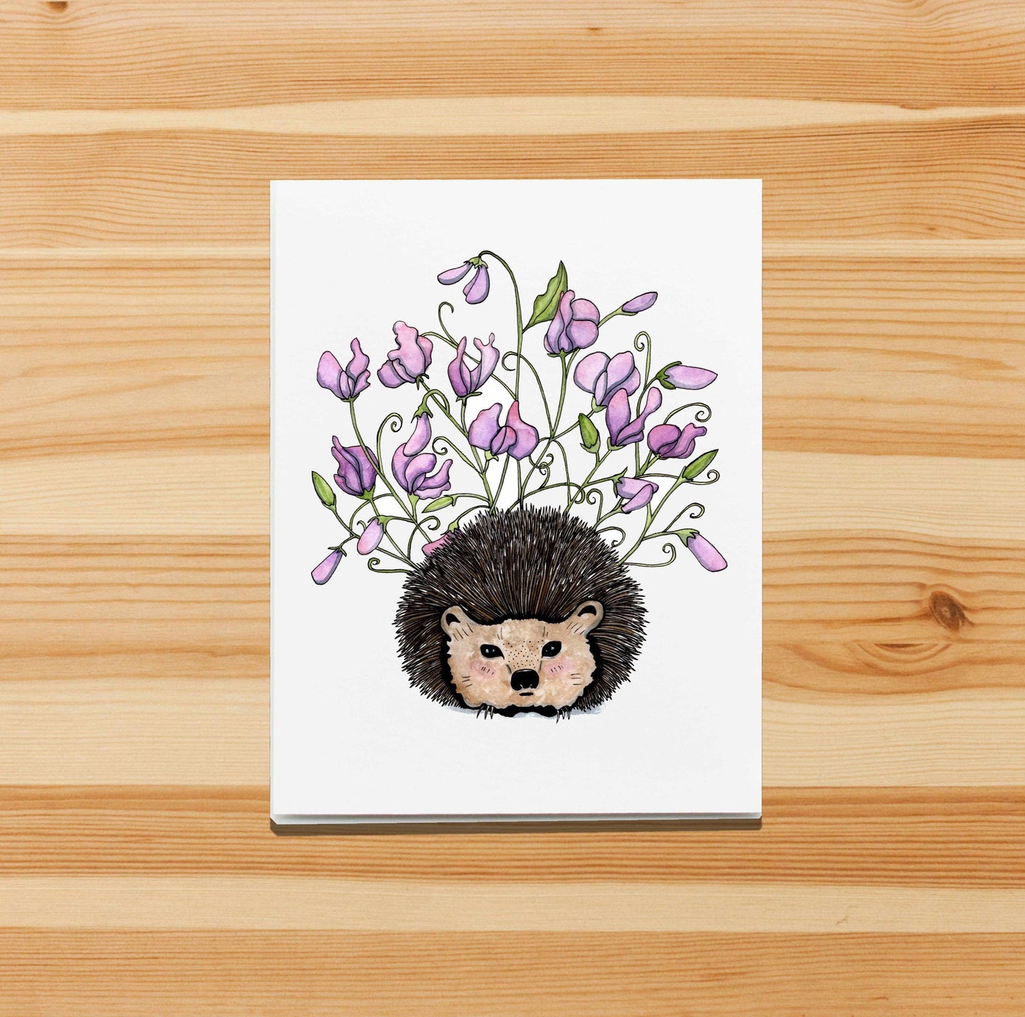 PinkPolish Design Note Cards "Sweet Pea" Handmade Notecard