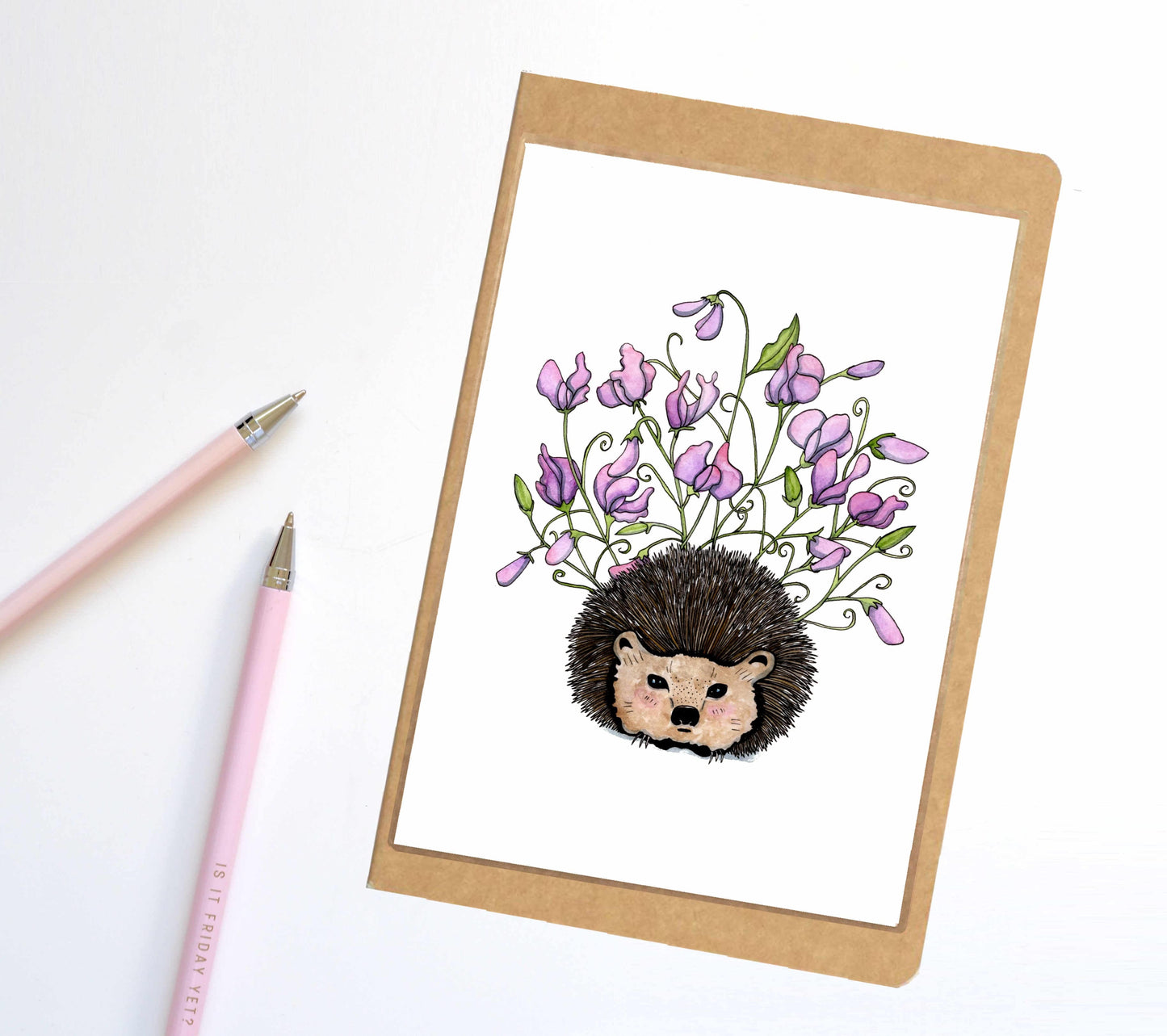 PinkPolish Design Notebook "Sweet Pea" Hedgehog Inspired Notebook / Sketchbook / Journal