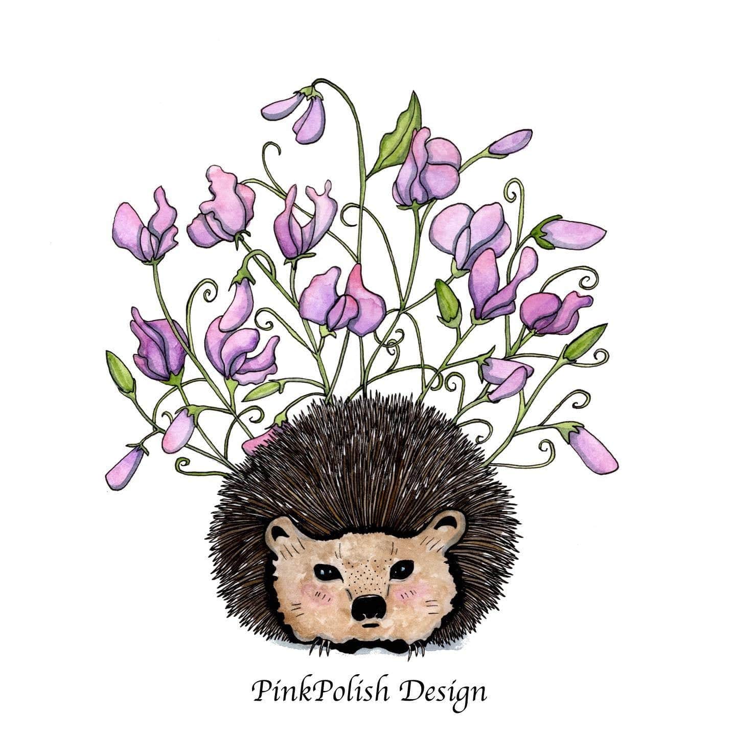 PinkPolish Design Art Prints "Sweet Pea" Watercolor Painting: Art Print