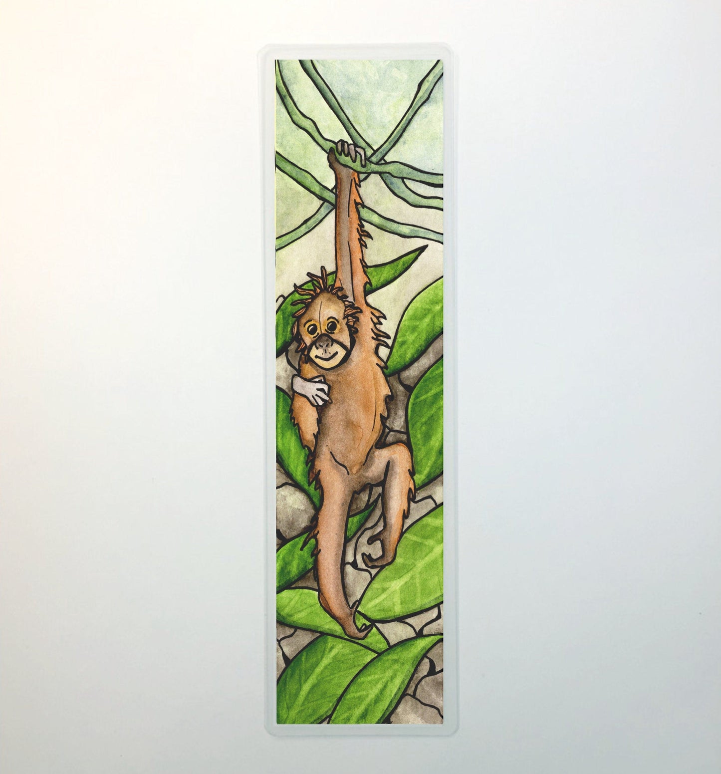 PinkPolish Design Bookmarks "Swinging Orangutang" 2-Sided Bookmark