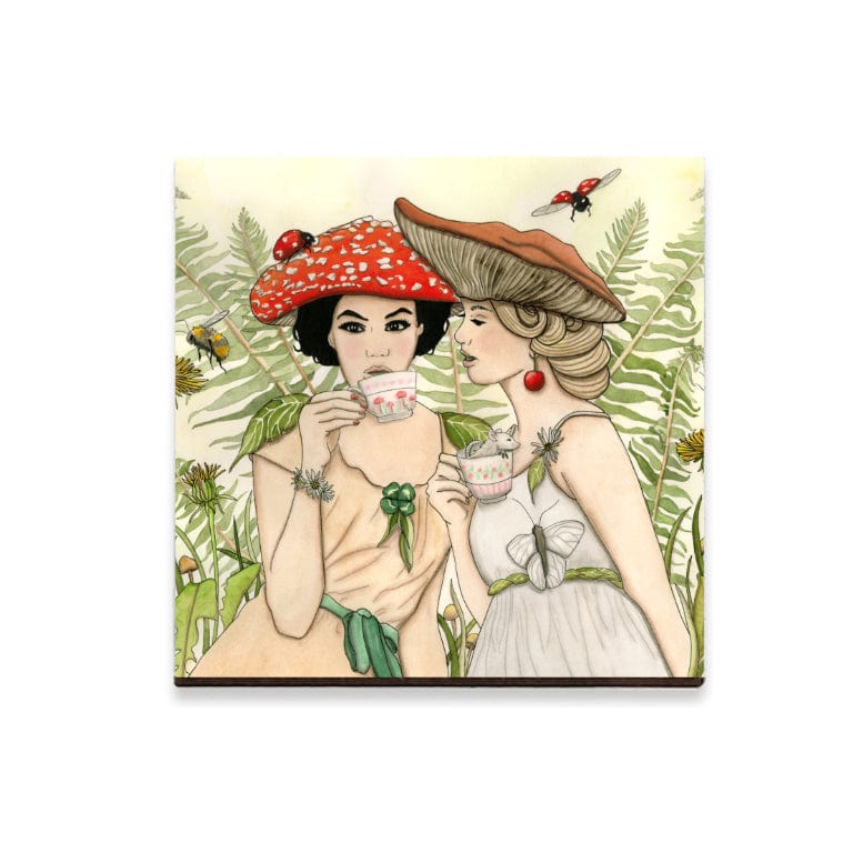 PinkPolish Design Magnets "Tea for Two" Wood Refrigerator Magnet