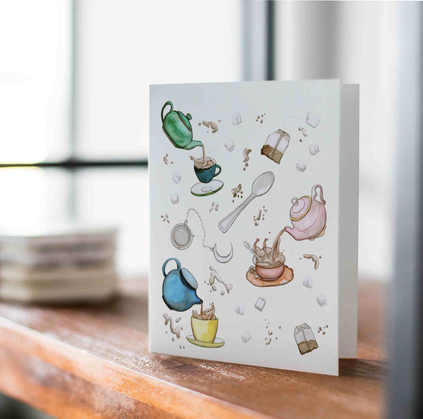 PinkPolish Design Note Cards "Tea Time" Handmade Notecard