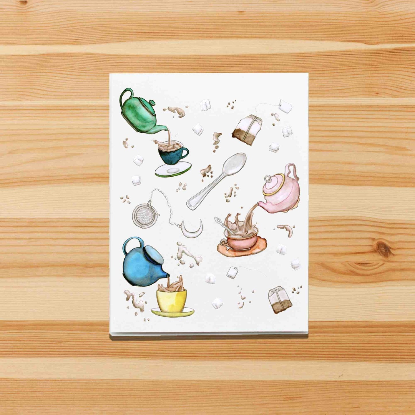 PinkPolish Design Note Cards "Tea Time" Handmade Notecard