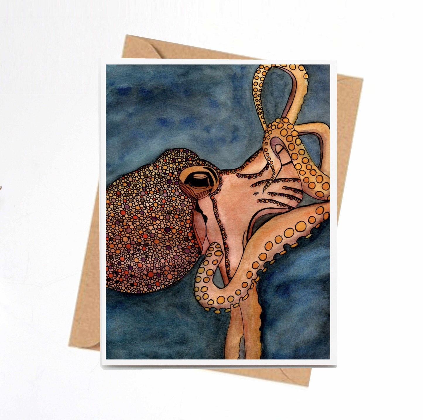 PinkPolish Design Note Cards "Tentacles" Handmade Notecard