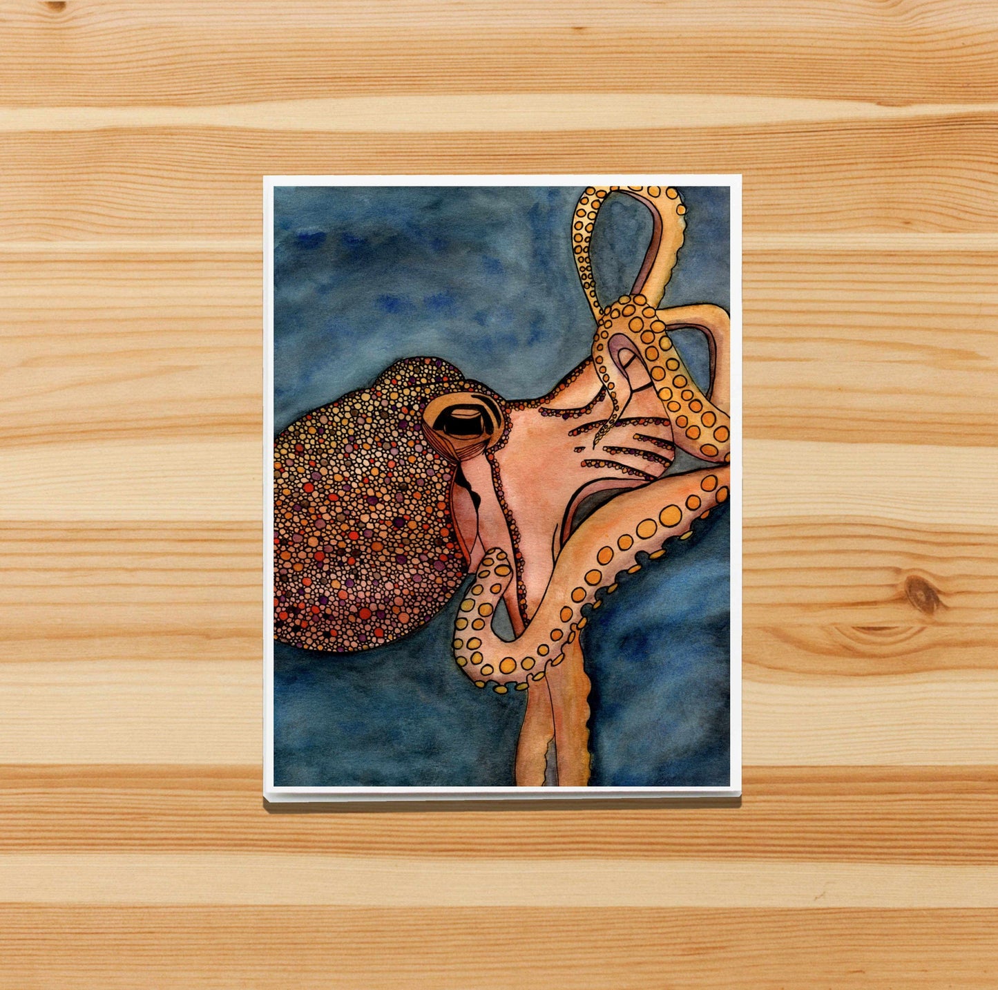 PinkPolish Design Note Cards "Tentacles" Handmade Notecard
