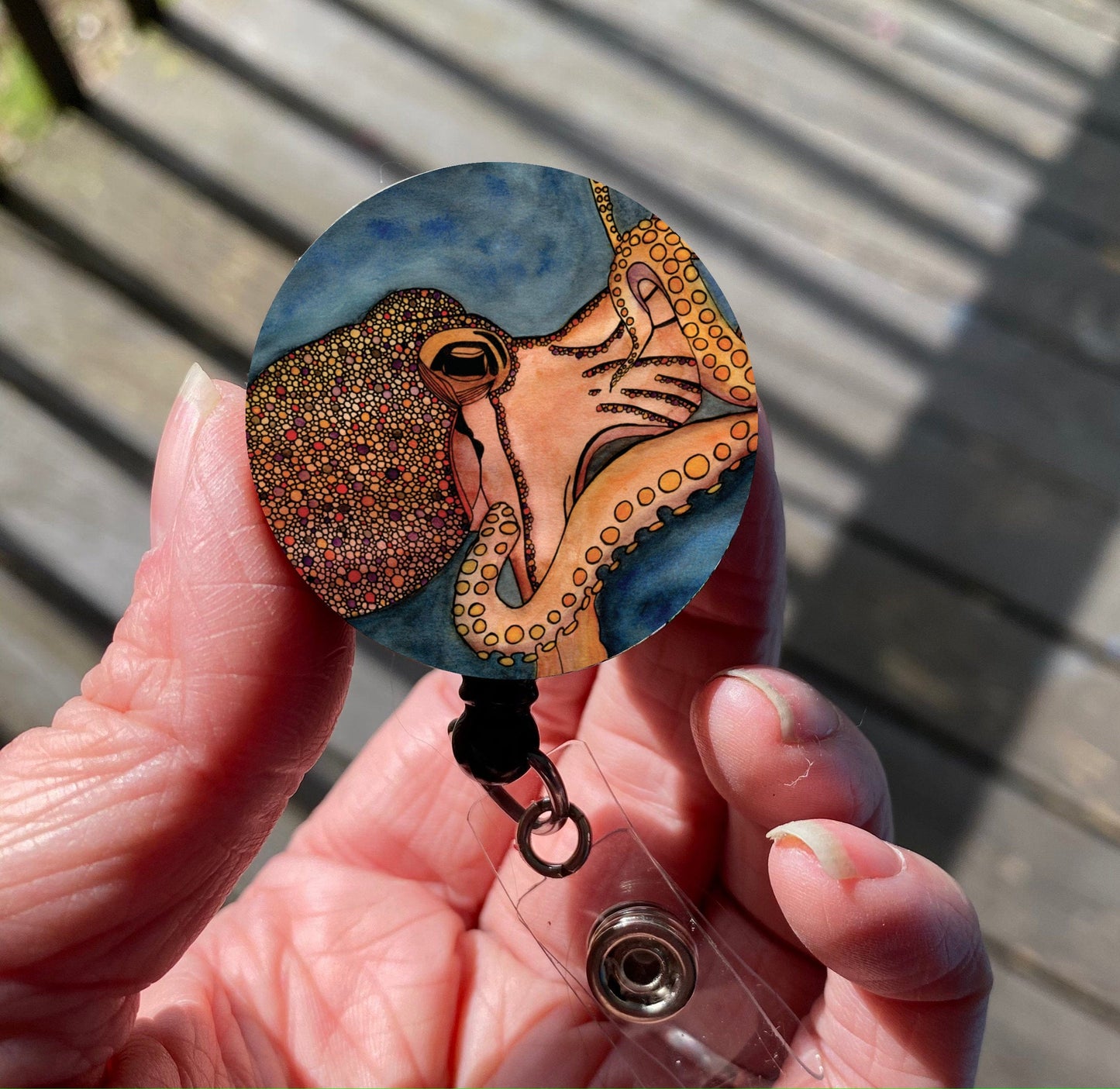PinkPolish Design Badge Reels & Lanyards "Tentacles" Retractable Badge Reel