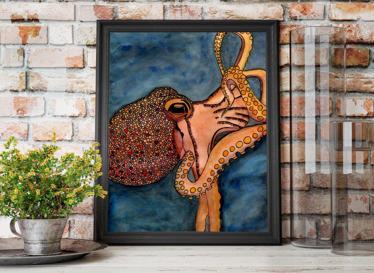 PinkPolish Design Art Prints "Tentacles" Watercolor Painting: Art Print