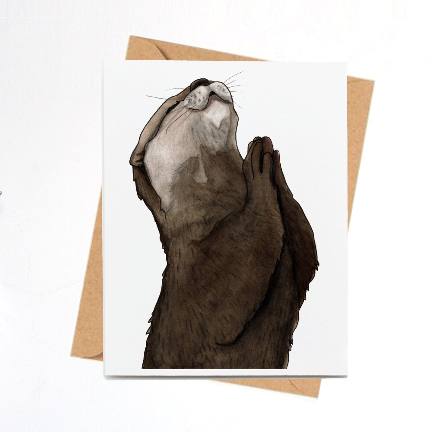 PinkPolish Design Note Cards "Thankful Otter" Handmade Notecard