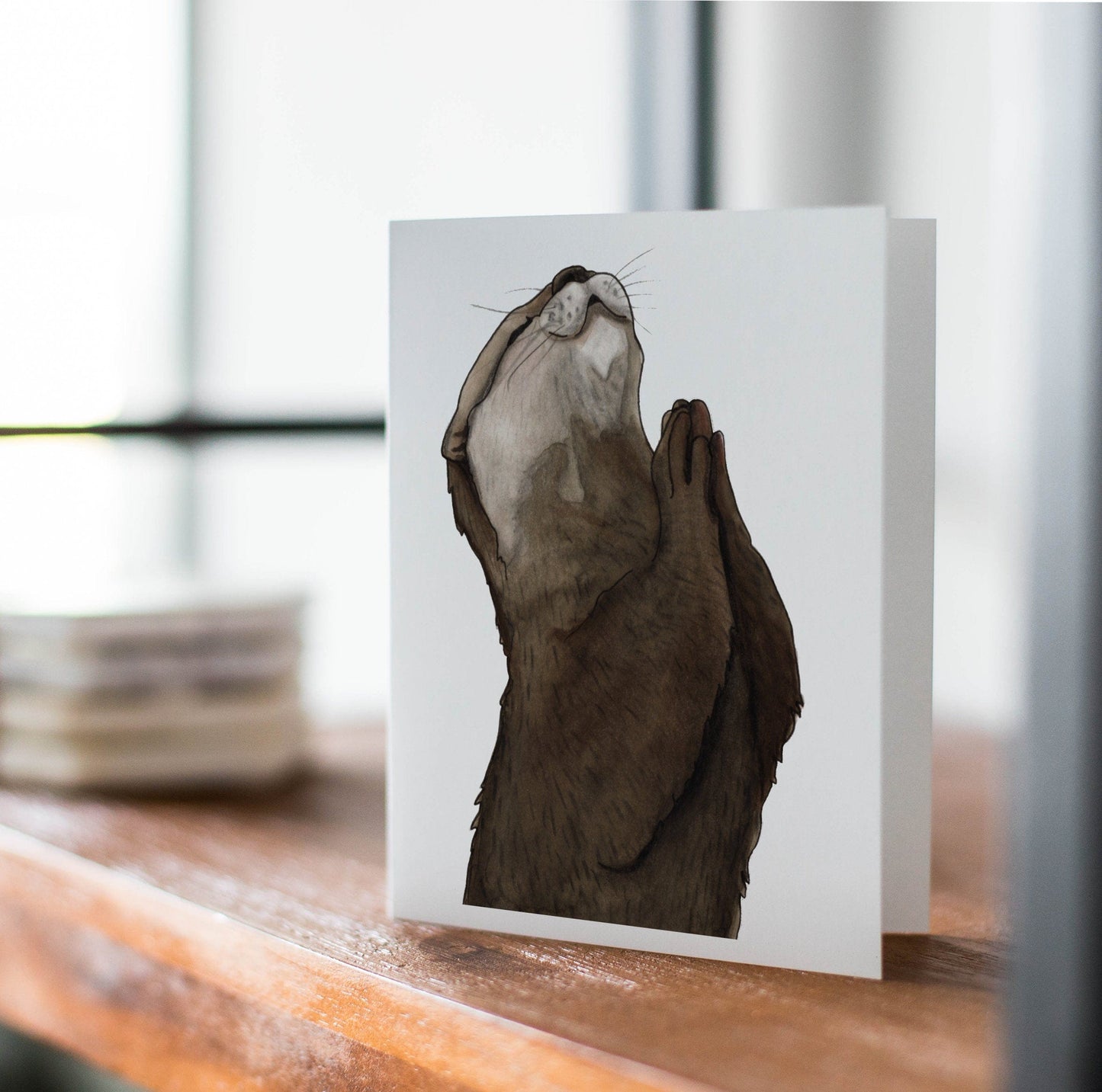PinkPolish Design Note Cards "Thankful Otter" Handmade Notecard