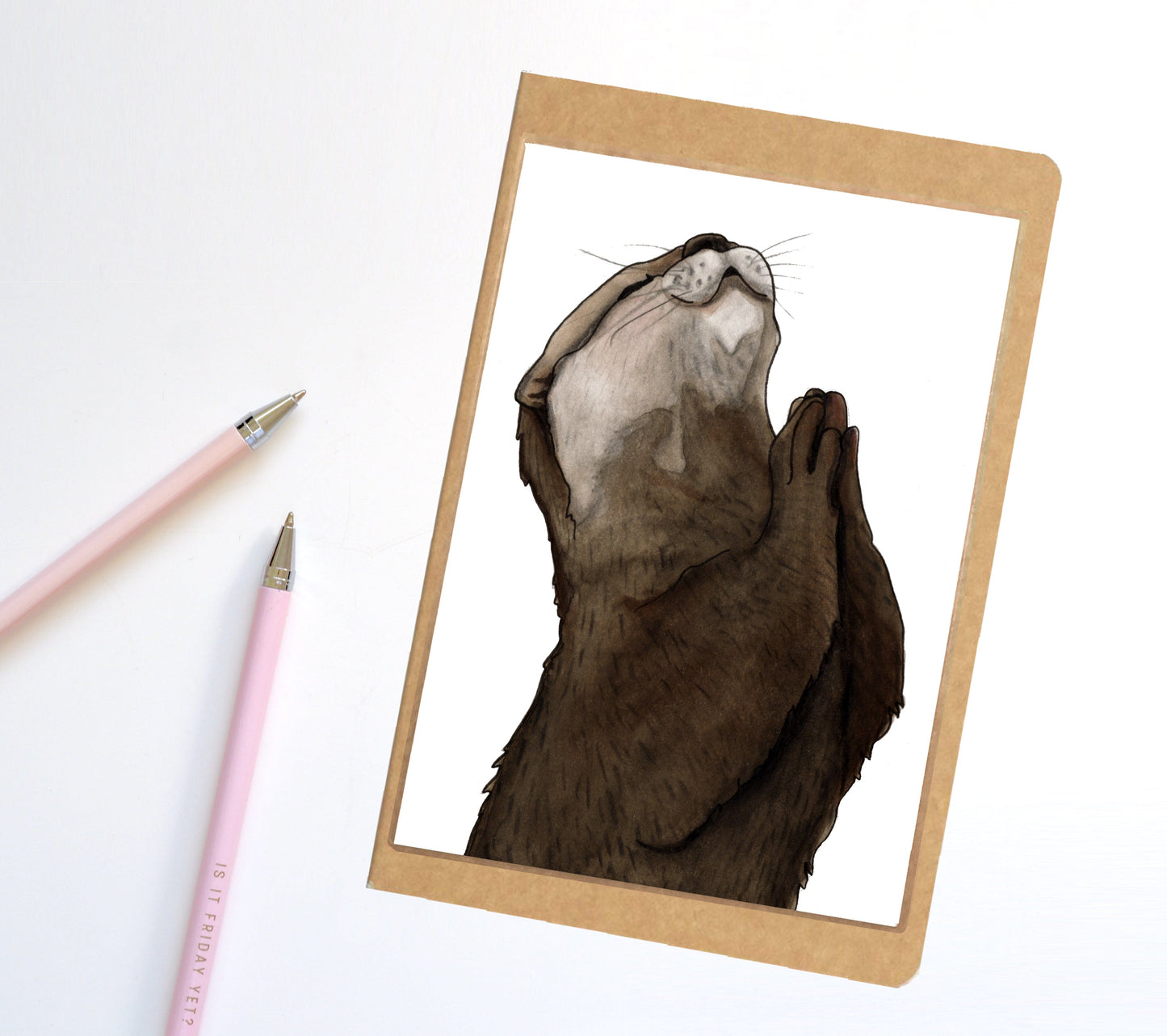 PinkPolish Design Notebook "Thankful Otter" Notebook / Sketchbook / Journal